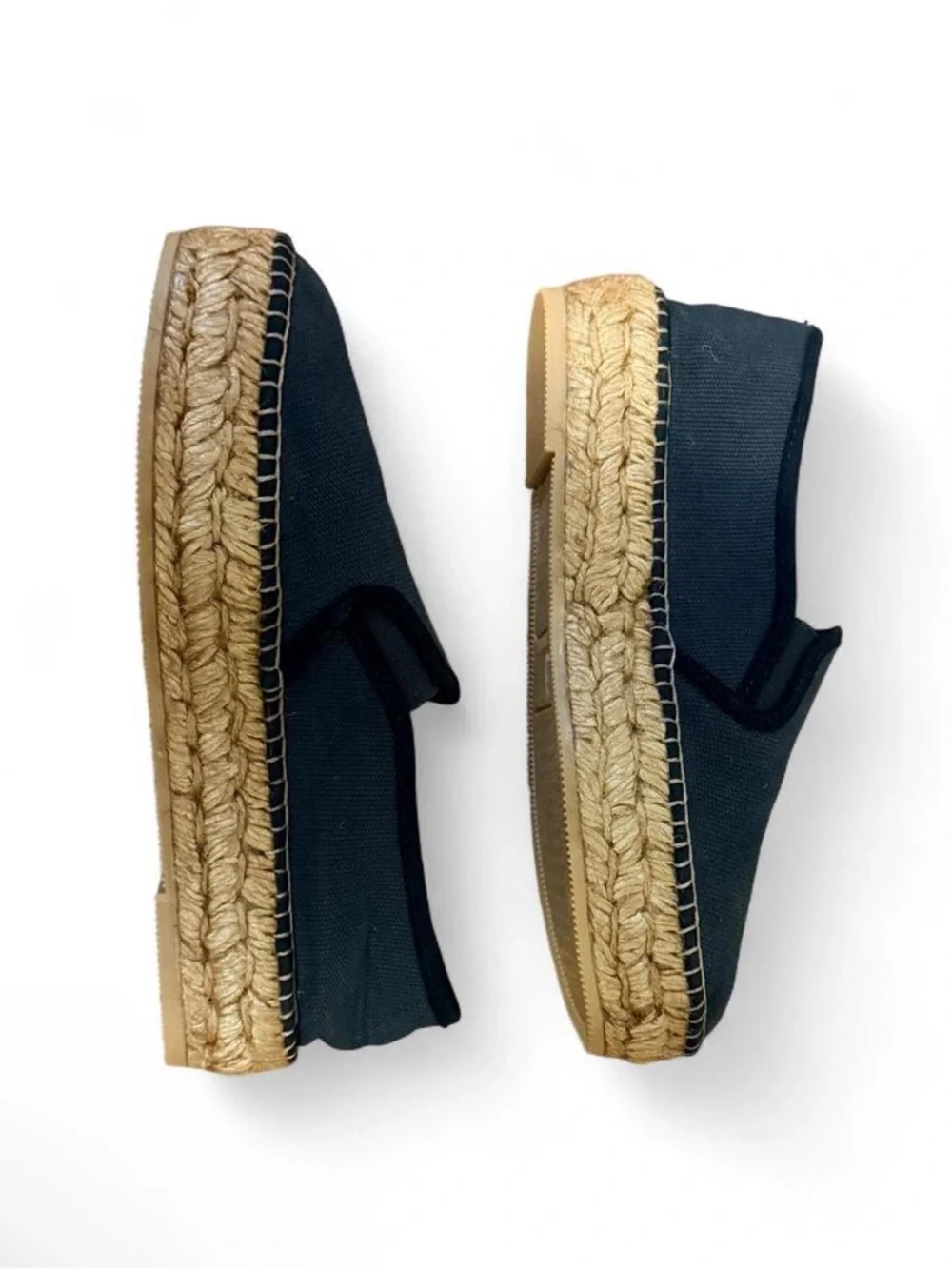 Viscata Barcelona Black Castell Canvas Espadrille Platforms Size 7